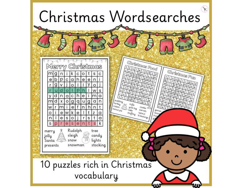 Christmas word search puzzles first grade - 3rd grade fun holiday activities