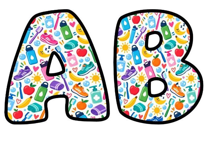 Healthy Living and Exercise Bubble Letters | PE and Sports Bulletin Board Letters