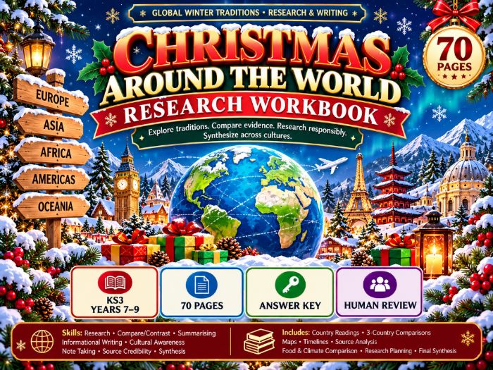 Christmas Around the World | KS3 Geography, Cultural Traditions & Reading | 70 Pages