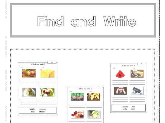 Find and Write Worksheets – Themed Basic Vocabulary