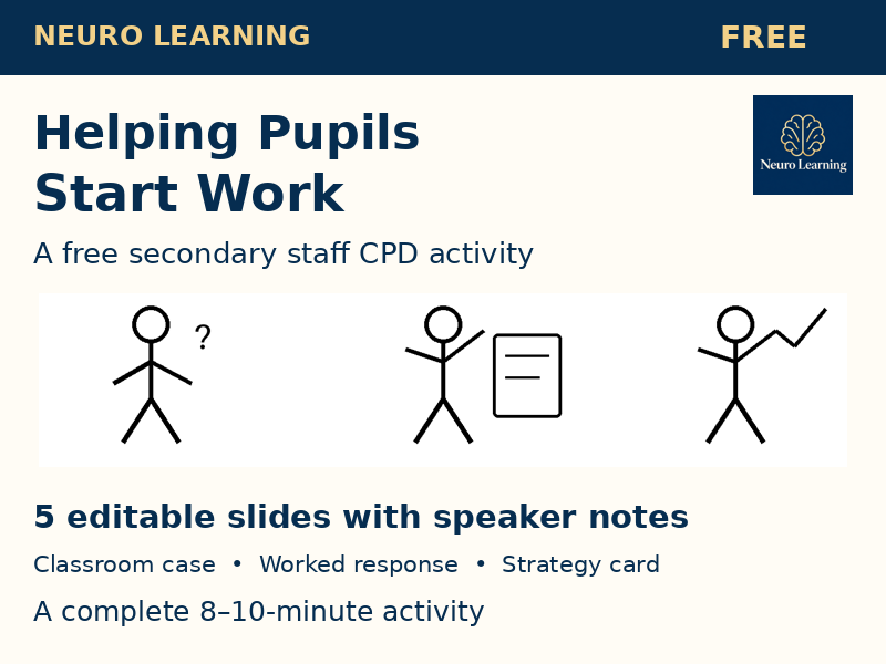 Helping Pupils Start Work | FREE Secondary CPD Activity and Strategy Card