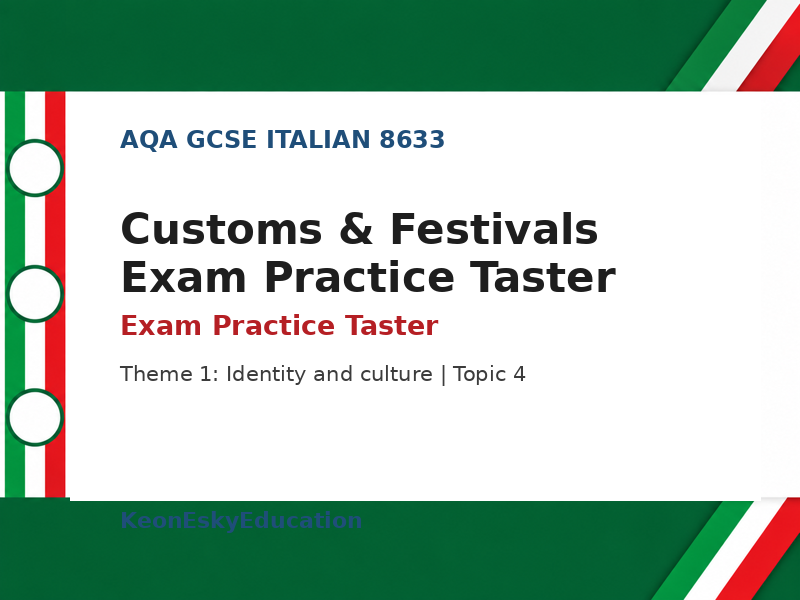 AQA GCSE Italian – Customs & Festivals Exam Practice Taster