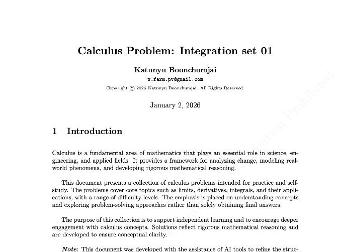 Advanced Calculus: Integration Problem Set with Step-by-Step Solutions 01