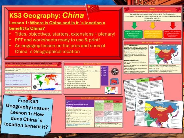 KS3 Geography: China. Where is China and is it´s location a benefit? Lesson 1. Asia urban rural