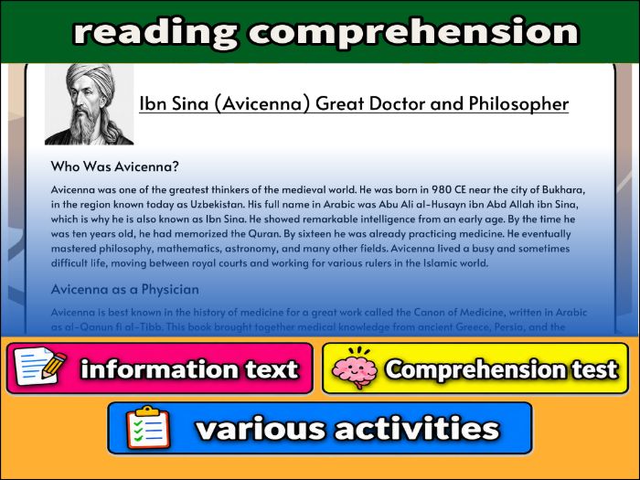Ibn Sina (Avicenna) Great Doctor and Philosopher- Reading Comprehension, Worksheet & Activities