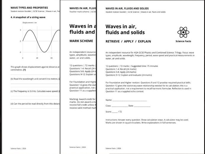 AQA GCSE Physics: Waves in Air, Fluids and SolidsRevision Questions