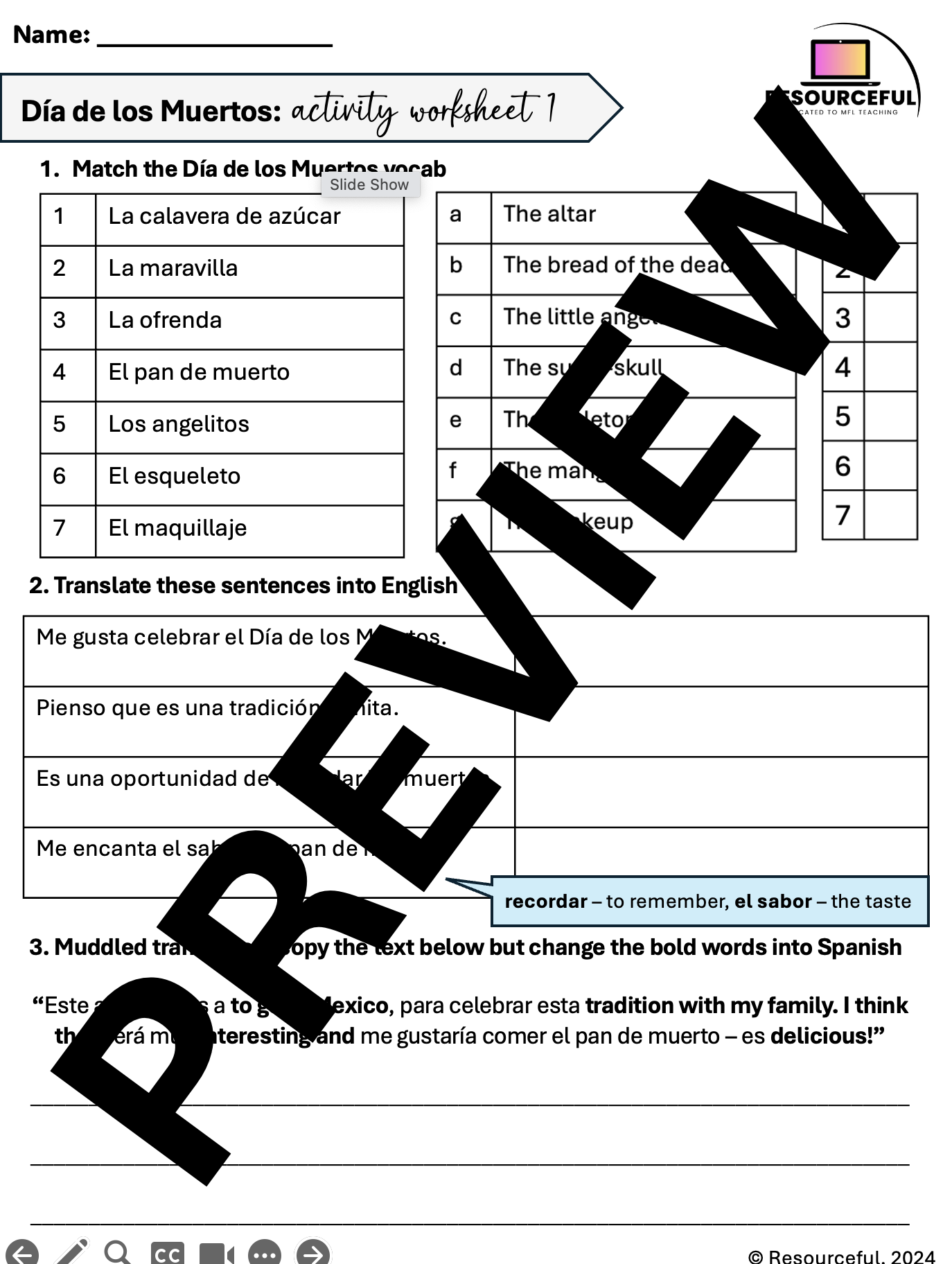 Dia de los Muertos - Day of the Dead - Activity worksheets (x2 ...