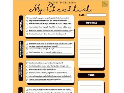 IB Extended Essay Student Checklist