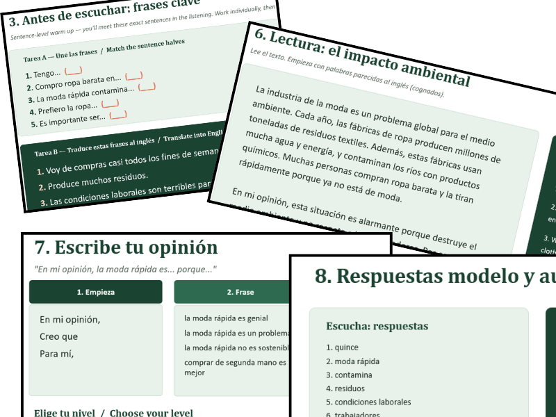 La moda rápida, Conti-Style Spanish Lesson