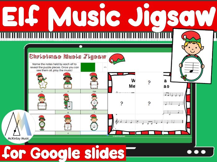 Christmas Music Interactive Digital Puzzle for Middle School