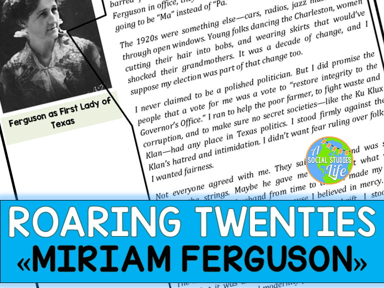 Miriam "Ma" Ferguson on the Roaring Twenties POV