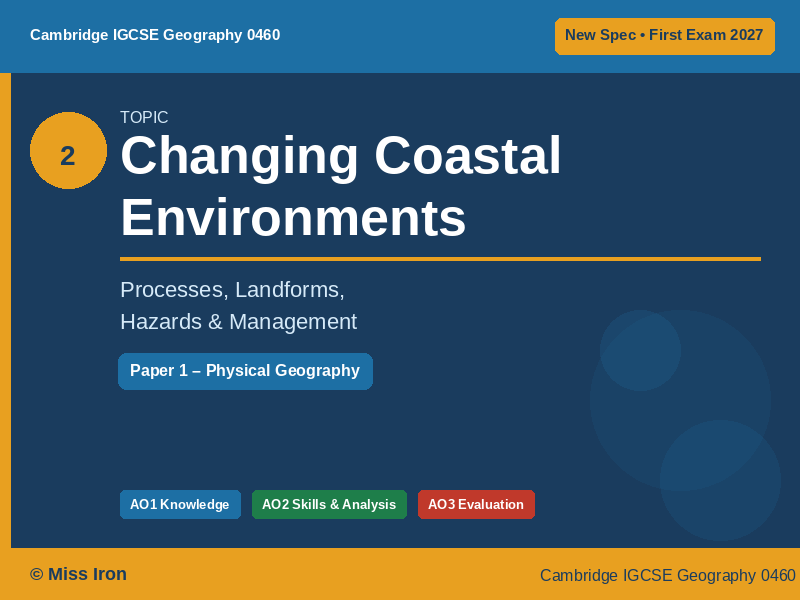 Cambridge IGCSE Geography 0460 | Changing Coastal Environments | PPT & Workbook | 2027