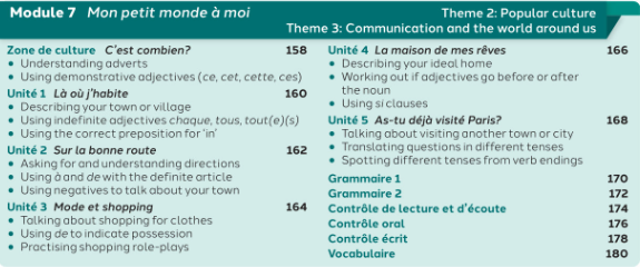 NEW 2026 GCSE French. Foundation/ Vert. Module 7: Mon petit monde à moi. Zone de Culture and Units 1-5