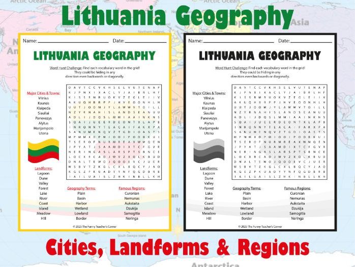 Lithuania Geography Word Search | Cities, Landforms & Regions | Grades 4–7