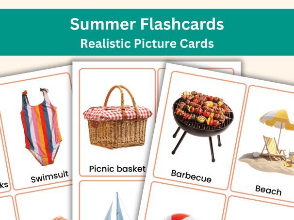 Summer Flashcards – 52 Realistic Printable Cards | Educational Learning