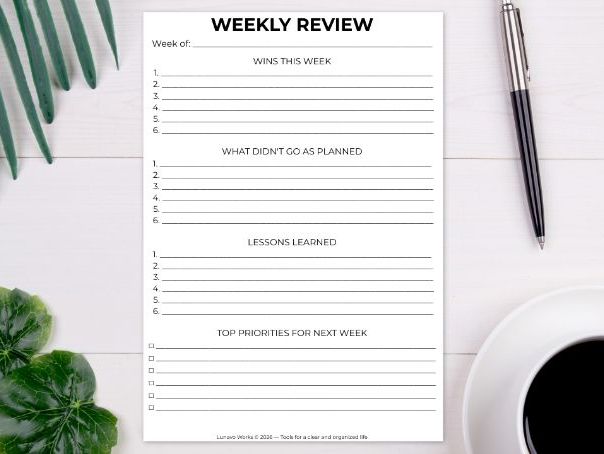 Weekly Review Worksheet for Students | Reflection, Goals & Productivity Planner