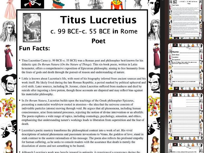Titus Lucretius PACKET & ACTIVITIES, Important Historical Figures Series