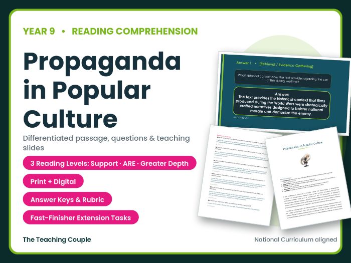 Propaganda in Popular Culture Reading Comprehension | Year 9 (KS3)