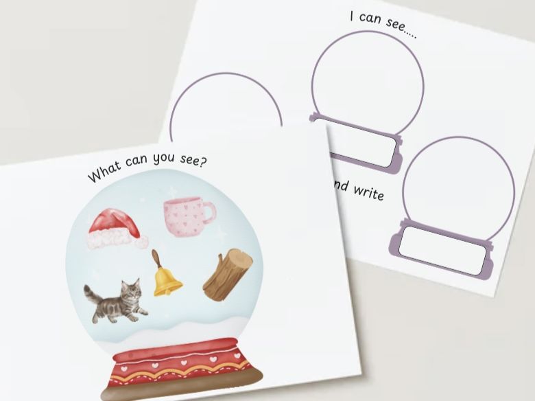 Christmas snow globe draw and write