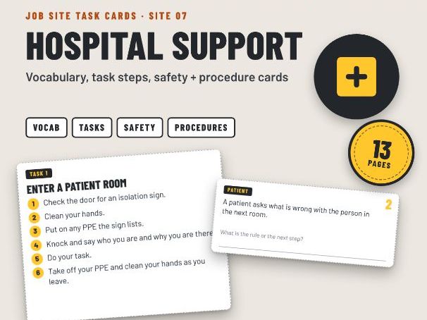 Hospital Support Job Skills Task Cards: Healthcare Support Work for SEND and Post-16