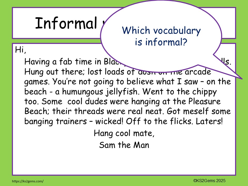 Y6 GPS Formal & Informal Language Pack