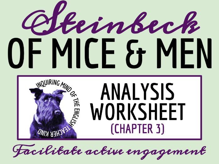 Of Mice and Men Chapter 3 Novel Analysis Worksheet | Close Reading Activity