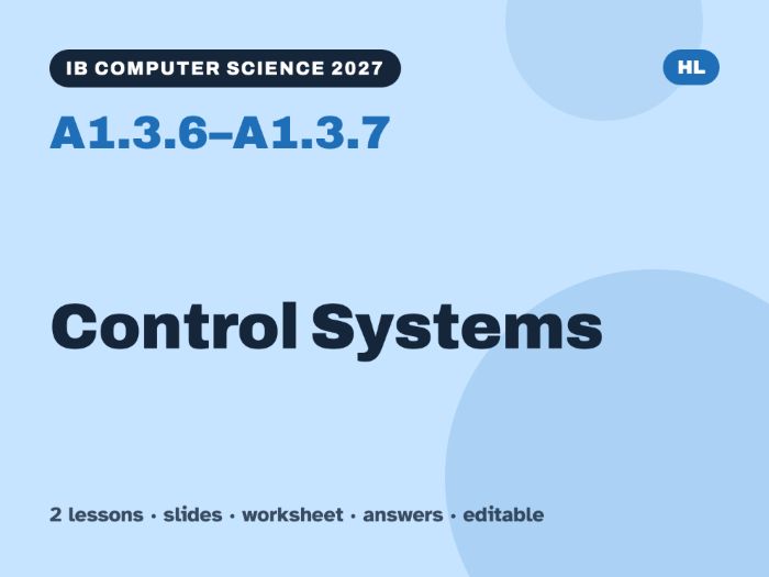 IB Computer Science 2027 – A1.3.6–A1.3.7 Control Systems – 2 Lessons & Worksheets