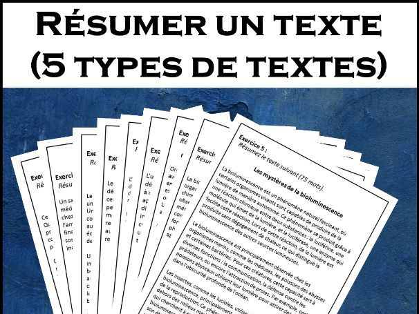 Résumer un texte (5 types de textes)
