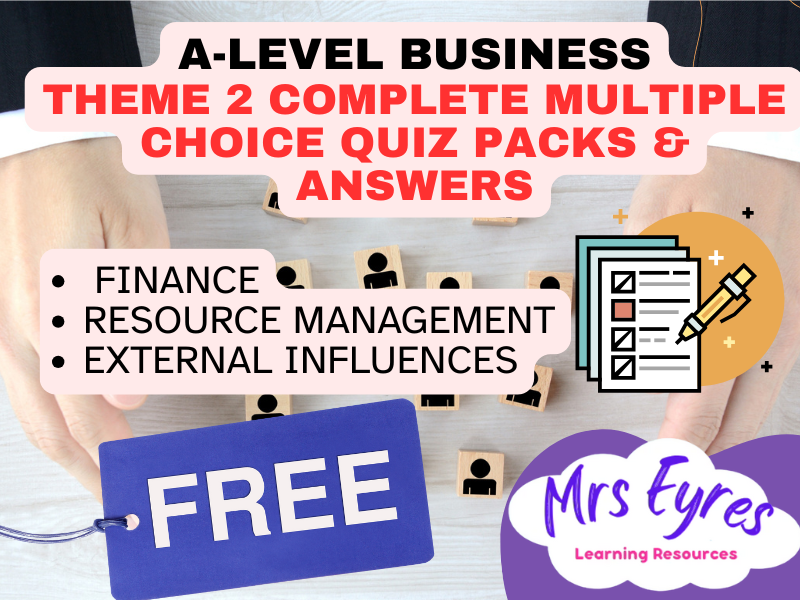 FREE Edexcel A Level Business Theme 2 MCQ Bundle | Complete Multiple Choice Question Banks