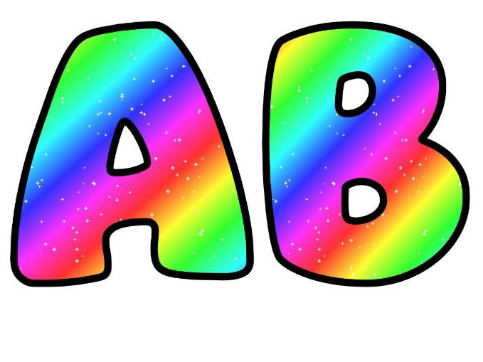 Rainbow Gradient Bubble Letters | Rainbow Bulletin Board Letters | Printable Alphabet A-Z and 0-9