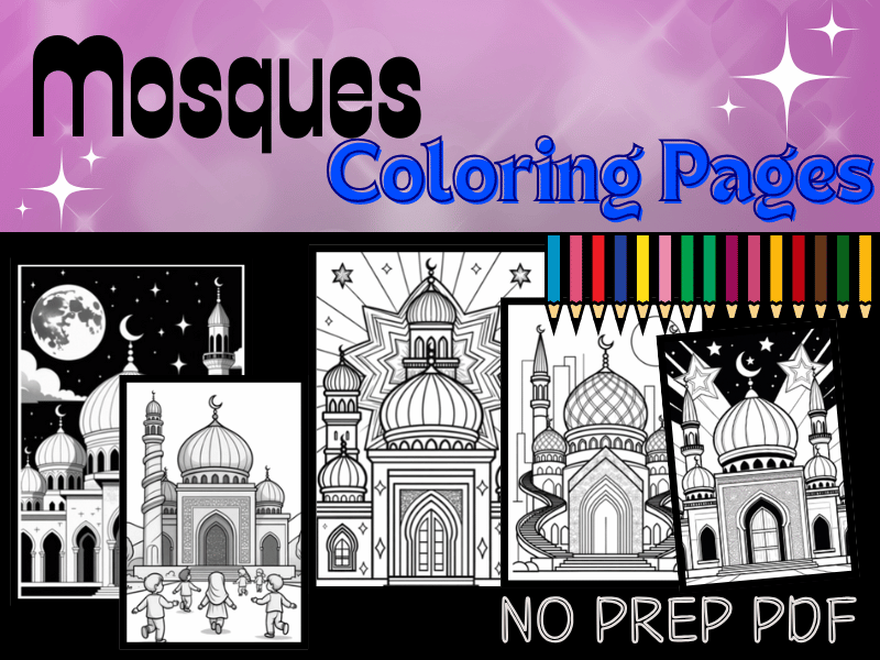Mosque Coloring Pages for Kids – Ramadan, Eid & Islamic History Month | NO PREP