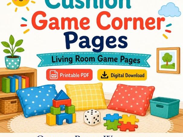 Cushion Game Corner Pages | Living Room Game Pages | Printable PDF | Digital Download