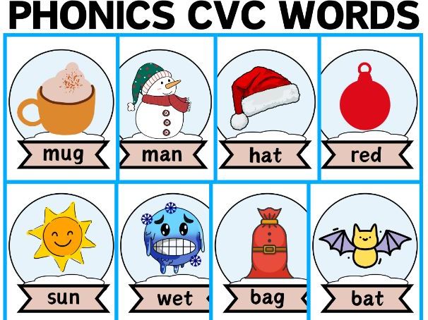 Christmas Snow Globes CVC Words & Picture Discs - Christmas & Winter - Phonics Snow Globes