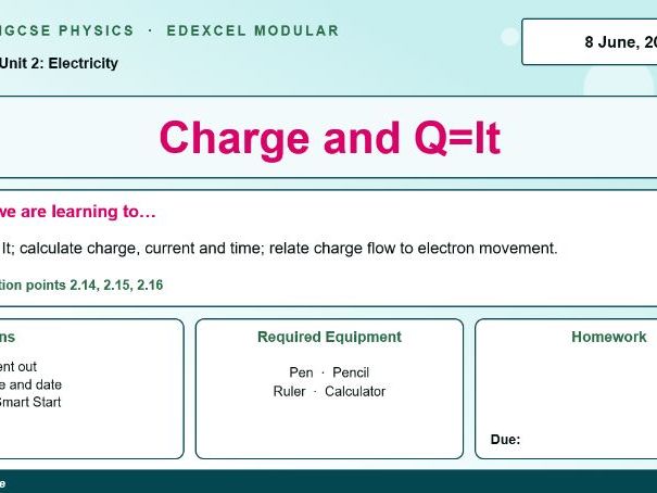 IGCSE Physics: Charge and Q = It | Edexcel Modular | Unit 2 | L2