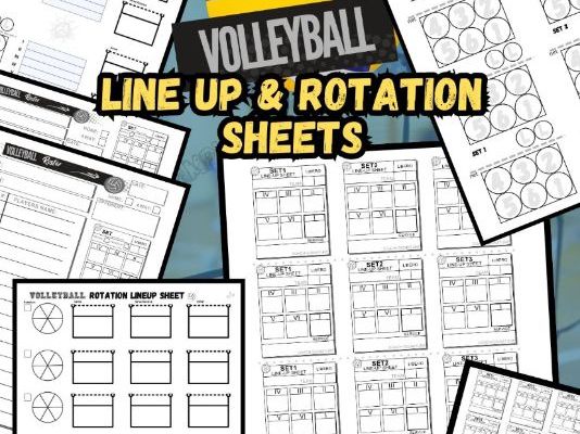 Volleyball Line up and Rotation Lineup Sheets for volleyball Coach 8.5x11 | 7 Digital Downloads