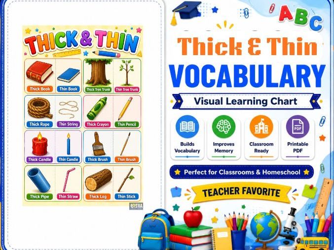 Turn Your Classroom Wall into a Vocabulary Learning Center | Large Thick and Thin Vocabulary Chart
