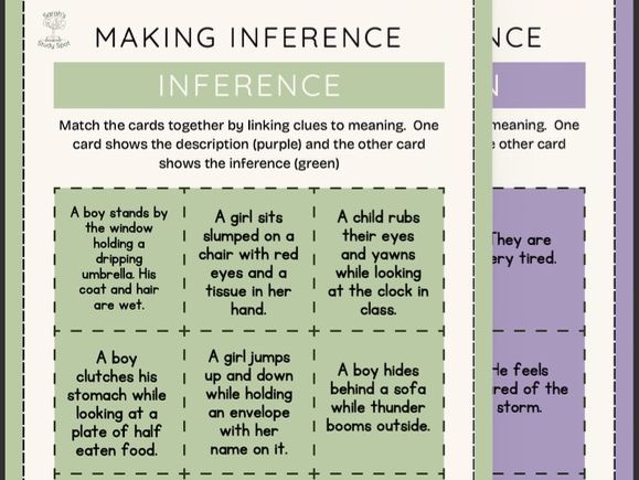 Year 3 Inference Matching Cards
