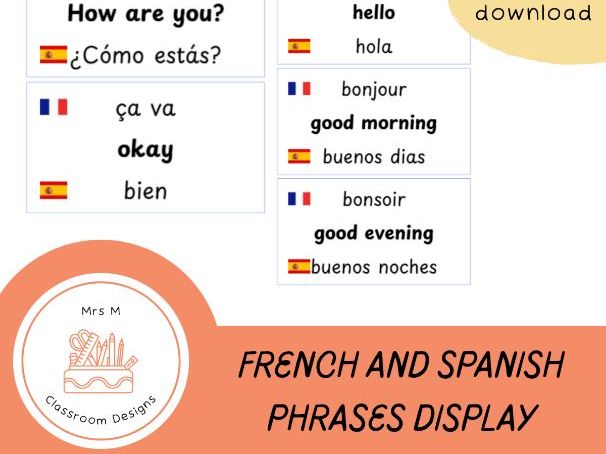 French and Spanish Phrases Display