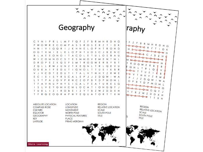 Geography Science Activity Word Search Finder Vocabulary Puzzle Game