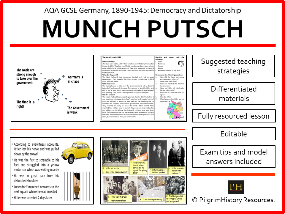 AQA GCSE Germany 1890 - 1945: Munich Putsch - Success or Disaster for Hitler?