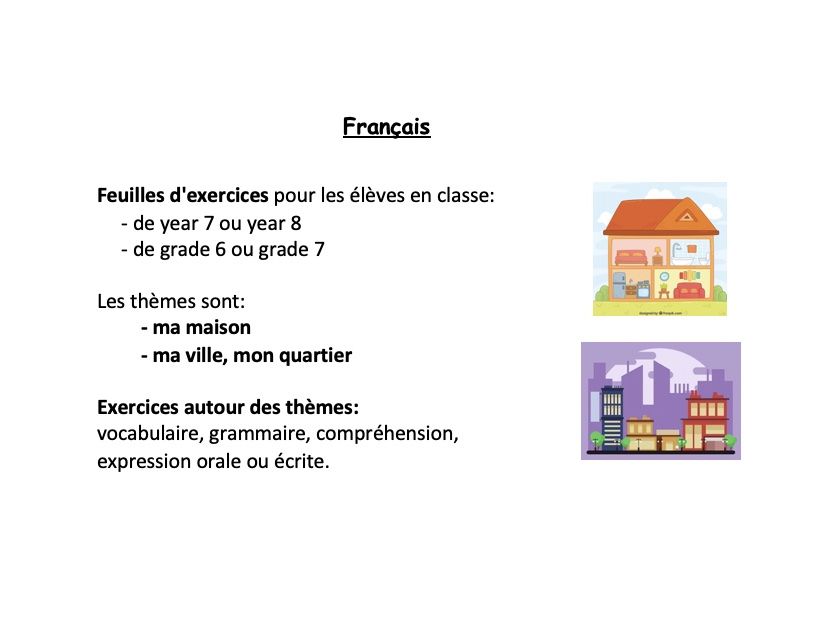 Bundle French year 7 or 8: ma maison, mon quartier (vocabulary, grammar, reading)
