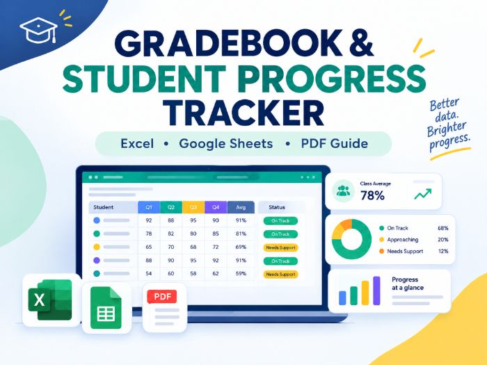 Gradebook & Student Progress Tracker | Excel, Google Sheets & PDF Guide