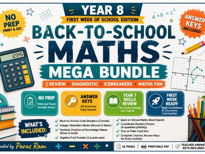 Year 8 Maths Mega Bundle | Back to School Activities, Puzzles & Diagnostics