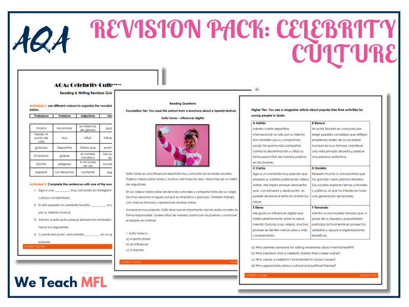 AQA NEW GCSE - Celebrity Culture Revision Pack