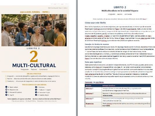 AQA A-Level Spanish Paper 1: Multiculturalism in Hispanic Society - Librito 2 incl ANSWERS