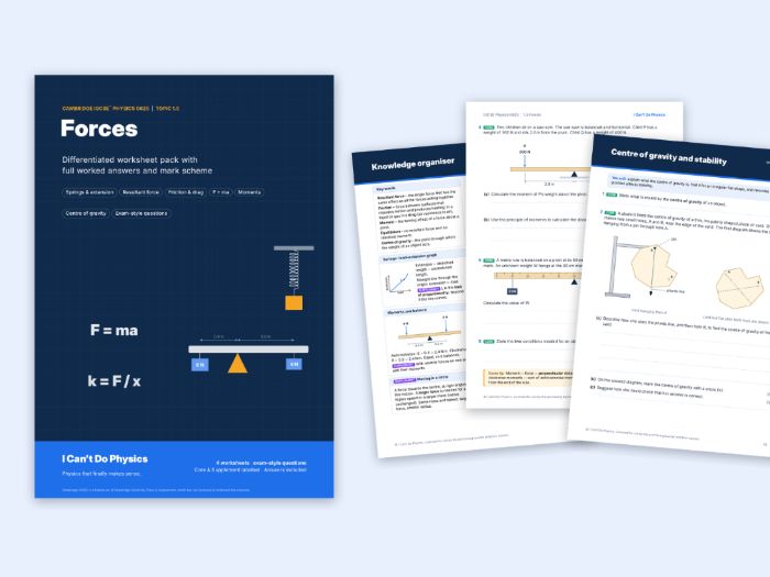 IGCSE Physics 0625 Forces Worksheets + Answers