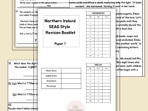 SEAG Practice Paper Northern Ireland | P7 Transfer Test Revision | Maths & English | Paper 1