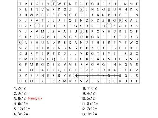 11 and 12 times tables-puzzles