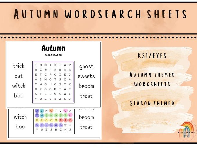 Autumn wordsearch activity set