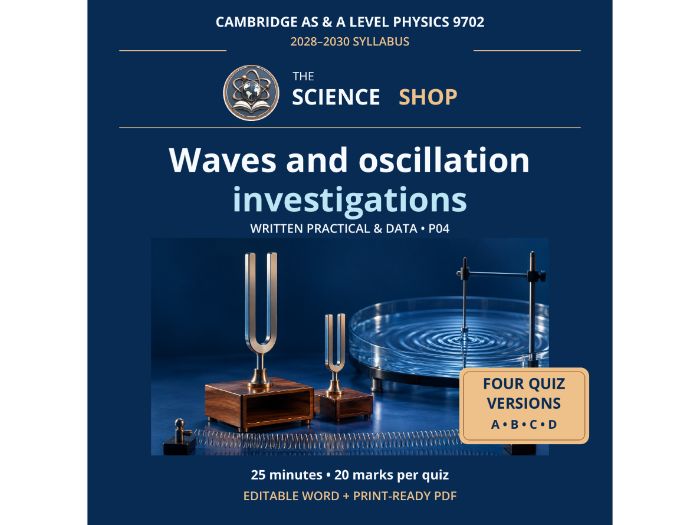 Waves and oscillation investigations | Cambridge A Physics 9702 | 4 Revision Quizzes